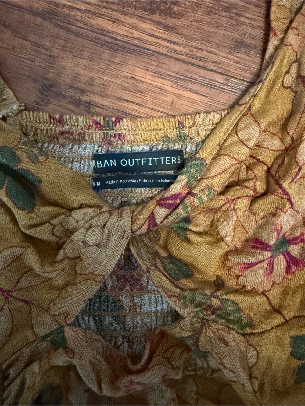 Urban Outfitters Mustard Yellow Floral Tie-Front Top